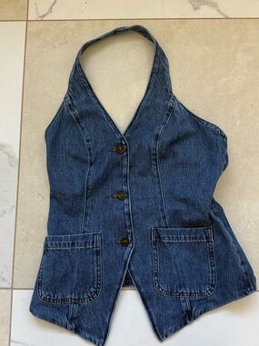 Express Blue Denim Halter Vest
